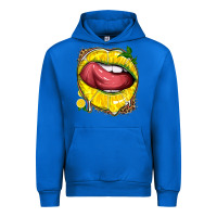 Cobalt lemon lips with leopard Urban Hoodie - texasbilliewilder
