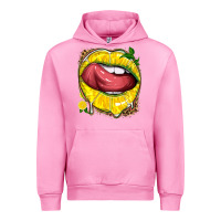Fuchsia Pink lemon lips with leopard Urban Hoodie - texasbilliewilder