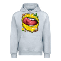 Heather Grey lemon lips with leopard Urban Hoodie - texasbilliewilder