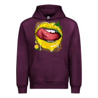 Mauve Wine lemon lips with leopard Urban Hoodie - texasbilliewilder