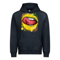 Navy lemon lips with leopard Urban Hoodie - texasbilliewilder