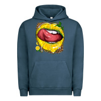 Pigment Midnight Navy lemon lips with leopard Urban Hoodie - texasbilliewilder