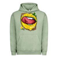 Pigment Oil Green lemon lips with leopard Urban Hoodie - texasbilliewilder
