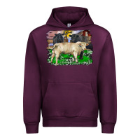 Mauve Wine charolais bull black angus cattle and bull with barnyard and cowhide Urban Hoodie - RanaPortraitStore