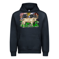 Navy charolais bull black angus cattle and bull with barnyard and cowhide Urban Hoodie - RanaPortraitStore