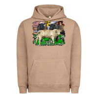Pigment Burro charolais bull black angus cattle and bull with barnyard and cowhide Urban Hoodie - RanaPortraitStore