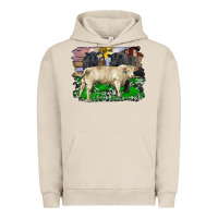 Pigment French Oak charolais bull black angus cattle and bull with barnyard and cowhide Urban Hoodie - RanaPortraitStore