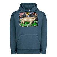 Pigment Midnight Navy charolais bull black angus cattle and bull with barnyard and cowhide Urban Hoodie - RanaPortraitStore