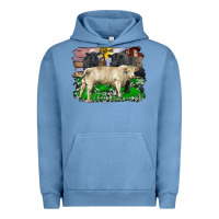 Pigment Pebble Blue charolais bull black angus cattle and bull with barnyard and cowhide Urban Hoodie - RanaPortraitStore