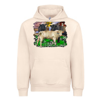 Sandshell charolais bull black angus cattle and bull with barnyard and cowhide Urban Hoodie - RanaPortraitStore