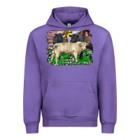 Tulip charolais bull black angus cattle and bull with barnyard and cowhide Urban Hoodie - RanaPortraitStore