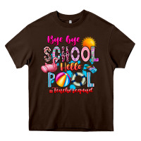 Chocolate Brown Bye Bye School Hello Pool Teacher  Squad Heavy Core Tee - CowhideDigitalArt