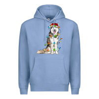 Colony Blue husky with christmas lights Premium Hoodie - RanaPortraitStore