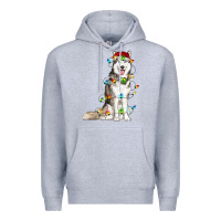Heather Grey husky with christmas lights Premium Hoodie - RanaPortraitStore
