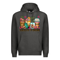 Charcoal Heather cafecito y chisme coffee cups Premium Hoodie - Zillion Design Studio