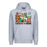 Heather Grey cafecito y chisme coffee cups Premium Hoodie - Zillion Design Studio