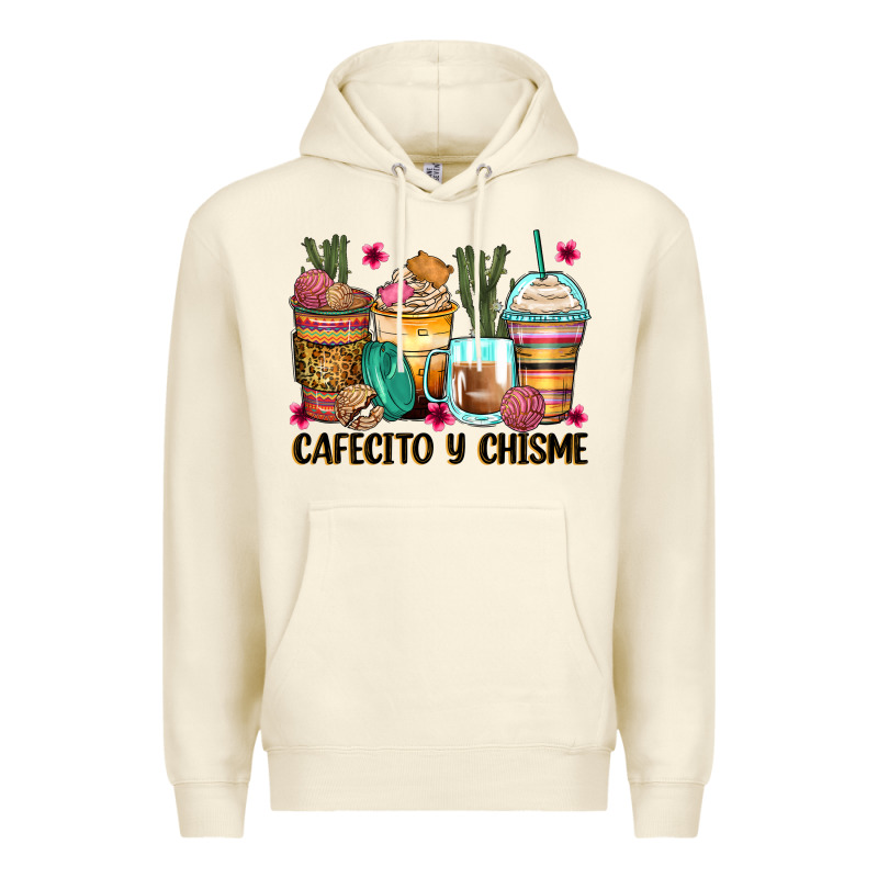 Cafecito Y Chisme Coffee Cups Premium Hoodie by Zillion Design Studio | Teevron