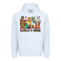 White cafecito y chisme coffee cups Premium Hoodie - Zillion Design Studio