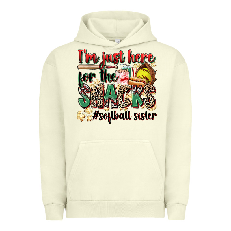 I'm Just Here For The Snacks #softball Sister Urban Hoodie by Zillion Design Studio | Teevron