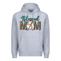 Heather Grey western blessed mom with baseball Premium Hoodie - texasbilliewilder