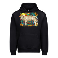 Western Charolais Bull And Aztec Sunflower Background Urban Hoodie | Teevron