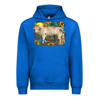 Cobalt western charolais bull and aztec sunflower background Urban Hoodie - RanaPortraitStore