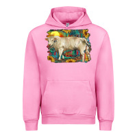 Fuchsia Pink western charolais bull and aztec sunflower background Urban Hoodie - RanaPortraitStore