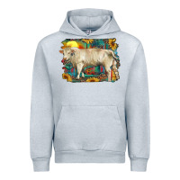 Heather Grey western charolais bull and aztec sunflower background Urban Hoodie - RanaPortraitStore