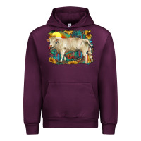 Mauve Wine western charolais bull and aztec sunflower background Urban Hoodie - RanaPortraitStore