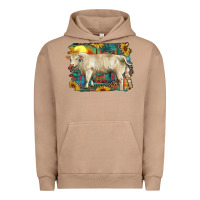Pigment Burro western charolais bull and aztec sunflower background Urban Hoodie - RanaPortraitStore