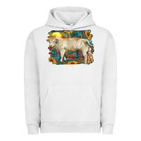Pigment Lunar Rock western charolais bull and aztec sunflower background Urban Hoodie - RanaPortraitStore