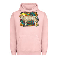 Pigment Salmon western charolais bull and aztec sunflower background Urban Hoodie - RanaPortraitStore
