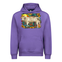 Tulip western charolais bull and aztec sunflower background Urban Hoodie - RanaPortraitStore