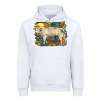 White western charolais bull and aztec sunflower background Urban Hoodie - RanaPortraitStore