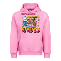 Fuchsia Pink lifes a beach make some waves Urban Hoodie - texasbilliewilder