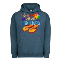 Pigment Midnight Navy life is better in flip flops Urban Hoodie - texasbilliewilder