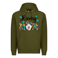 Army Green husky mom western Premium Hoodie - RanaPortraitStore