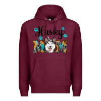 Burgundy husky mom western Premium Hoodie - RanaPortraitStore