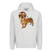 Dove Grey dachshund with christmas lights Premium Hoodie - RanaPortraitStore