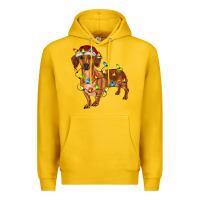 Lemon dachshund with christmas lights Premium Hoodie - RanaPortraitStore