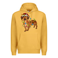 Mustard dachshund with christmas lights Premium Hoodie - RanaPortraitStore