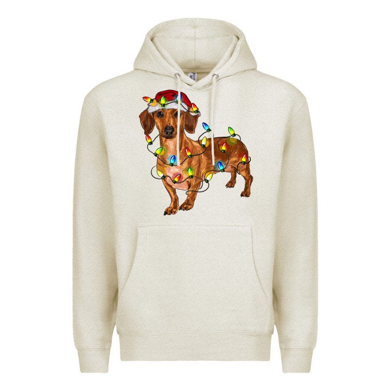 Dachshund With Christmas Lights Premium Hoodie by RanaPortraitStore | Teevron