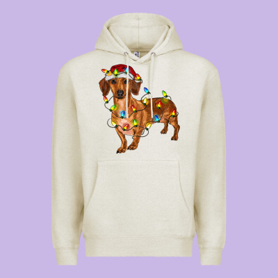 Dachshund With Christmas Lights Premium Hoodie Designed By Ranaportraitstore