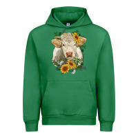 Emerald charolais cattle with sunflowers Urban Hoodie - RanaPortraitStore