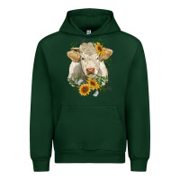 Forest Green charolais cattle with sunflowers Urban Hoodie - RanaPortraitStore