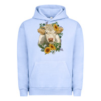 Pigment Grape Ice charolais cattle with sunflowers Urban Hoodie - RanaPortraitStore