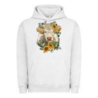 Pigment Lunar Rock charolais cattle with sunflowers Urban Hoodie - RanaPortraitStore