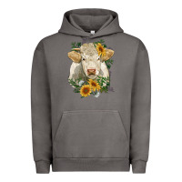 Charolais Cattle With Sunflowers Urban Hoodie | Teevron