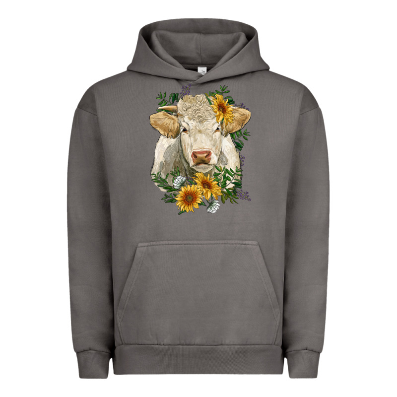 Charolais Cattle With Sunflowers Urban Hoodie by RanaPortraitStore | Teevron