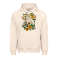 Sandshell charolais cattle with sunflowers Urban Hoodie - RanaPortraitStore